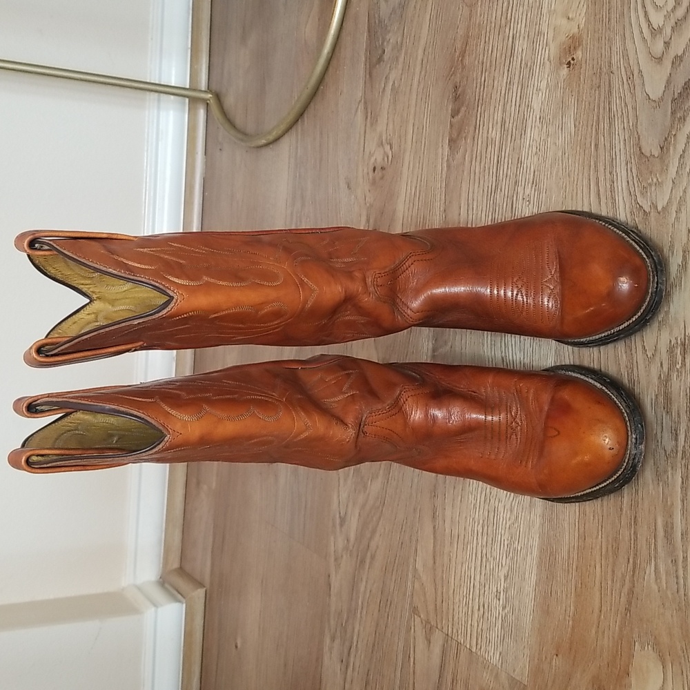 Miller Stockman Mens Cognac Cowboy Boots Size 7 1/2 - Picture 2 of 12